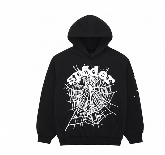 Sp5der OG Web Hoodie Black and White