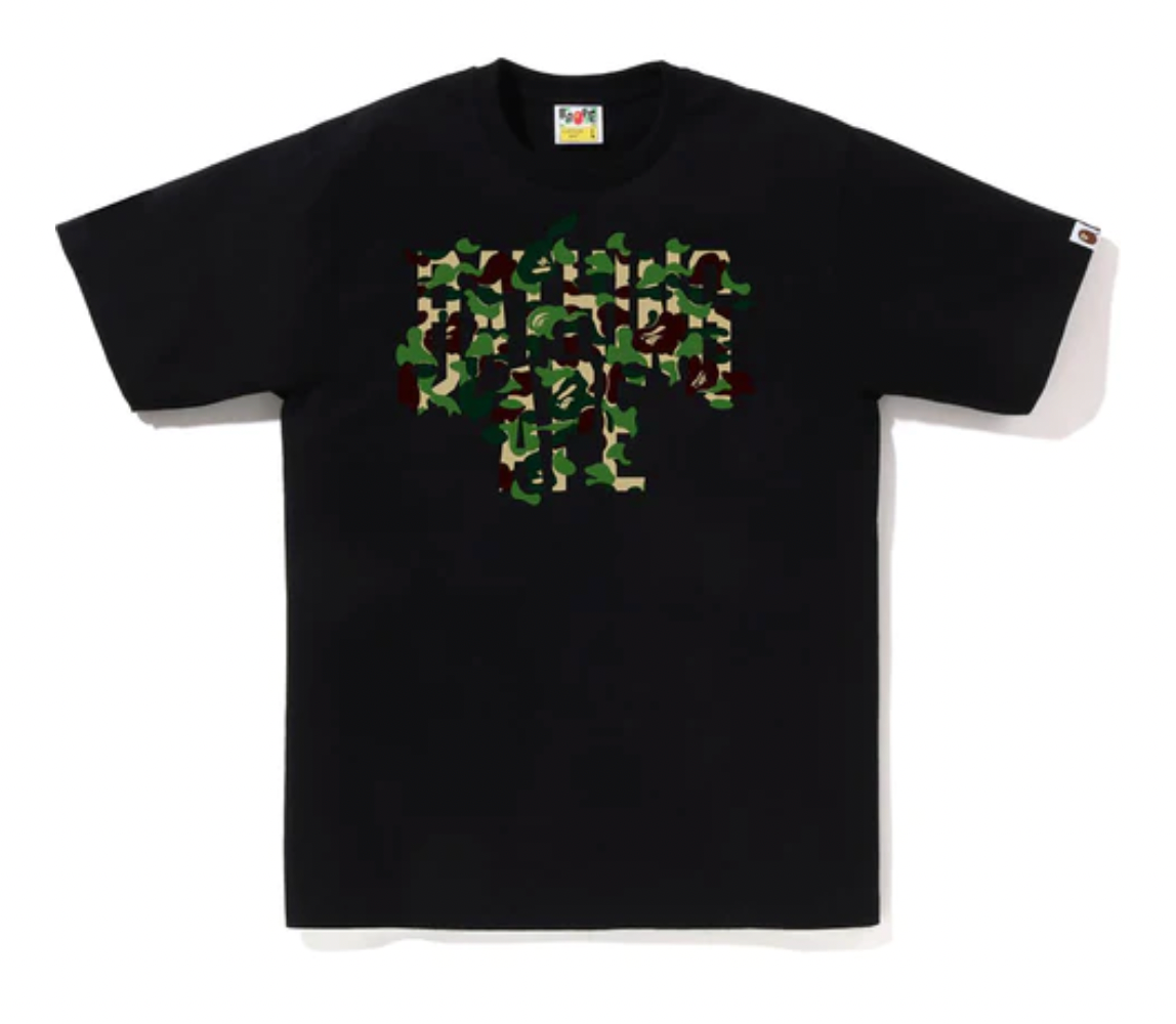 BAPE ABC CAMO REBUILD NYC LOGO TEE BLACK/GREEN
