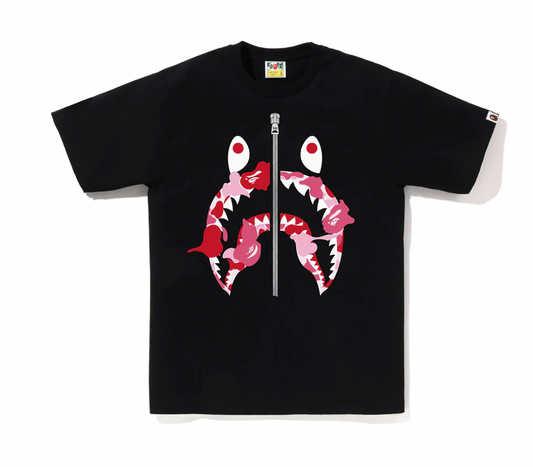 BAPE ABC CAMO REBUILD SHARK TEE BLACK/PINK