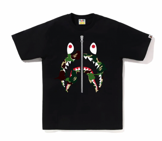 BAPE ABC CAMO REBUILD SHARK TEE BLACK/GREEN