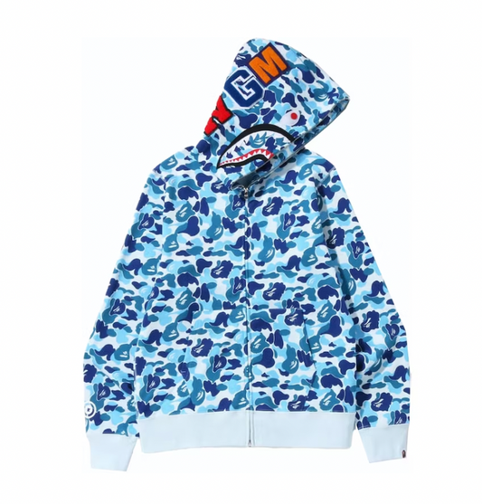 BAPE ABC Camo Shark Full Zip Hoodie Blue