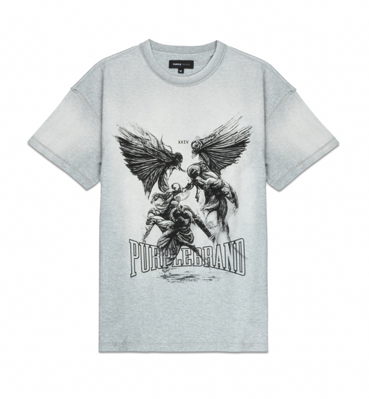 Purple Brand Angel Graphic Textured Inside Out Tee Heather