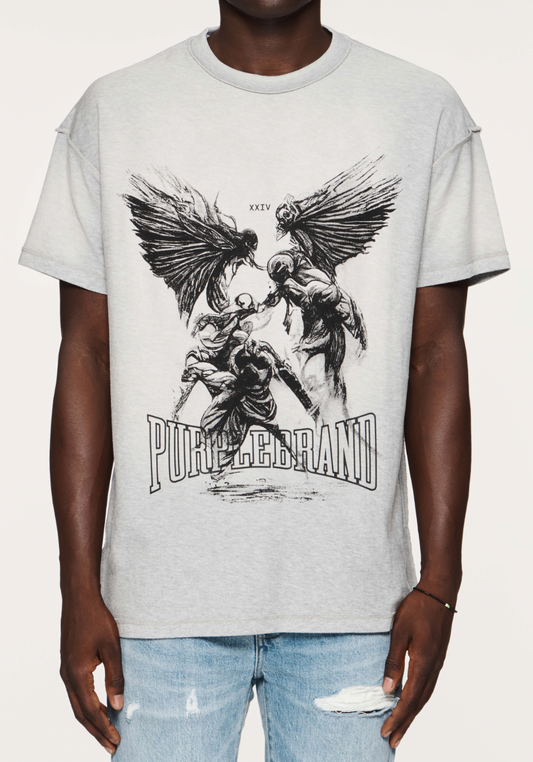 Purple Brand Angel Graphic Textured Inside Out Tee Heather