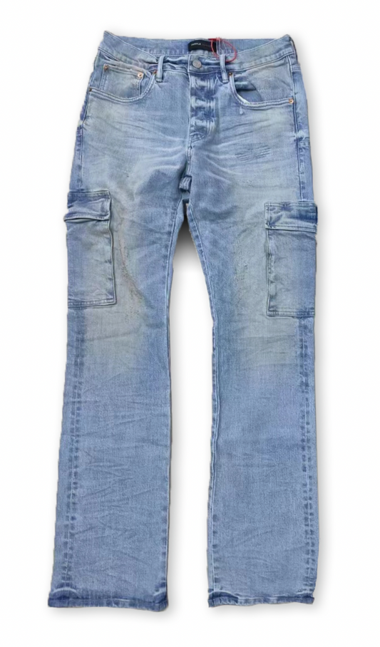 Purple Brand Worn Light Indigo Cargo