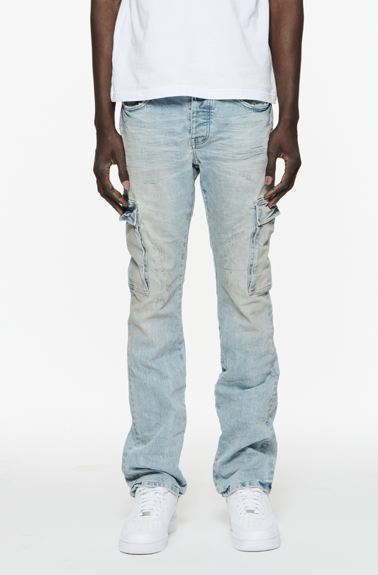 Purple Brand Worn Light Indigo Cargo