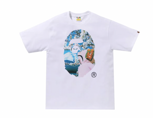BAPE Sakura Ape Head Photo I Tee White