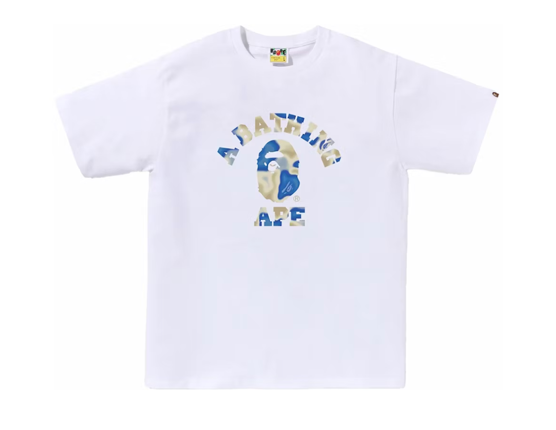BAPE Liquid Camo College Tee White/Blue