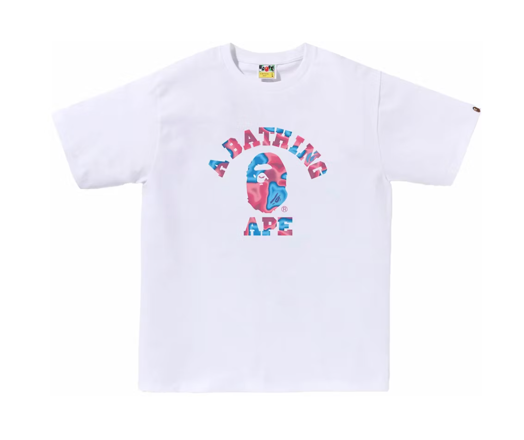 BAPE Liquid Camo College Tee White/Pink