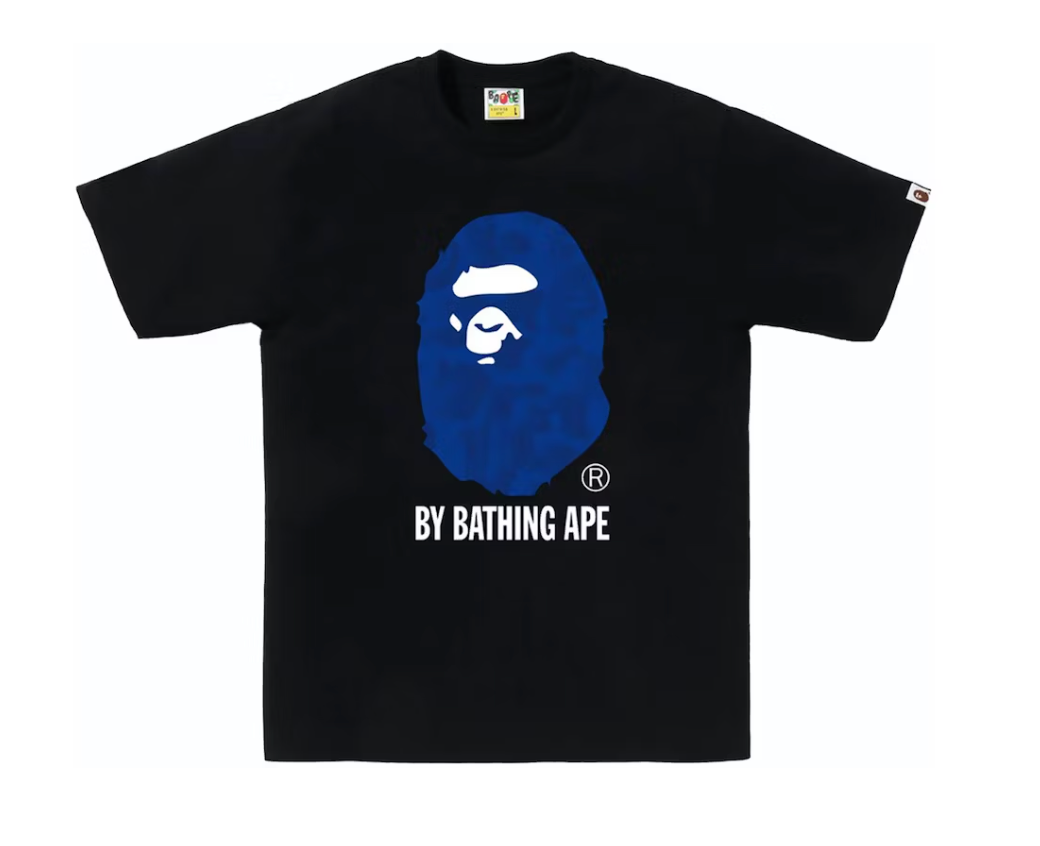 BAPE Ink Camo Ape Head By Bathing Ape Tee Black Blue Upper Level 916