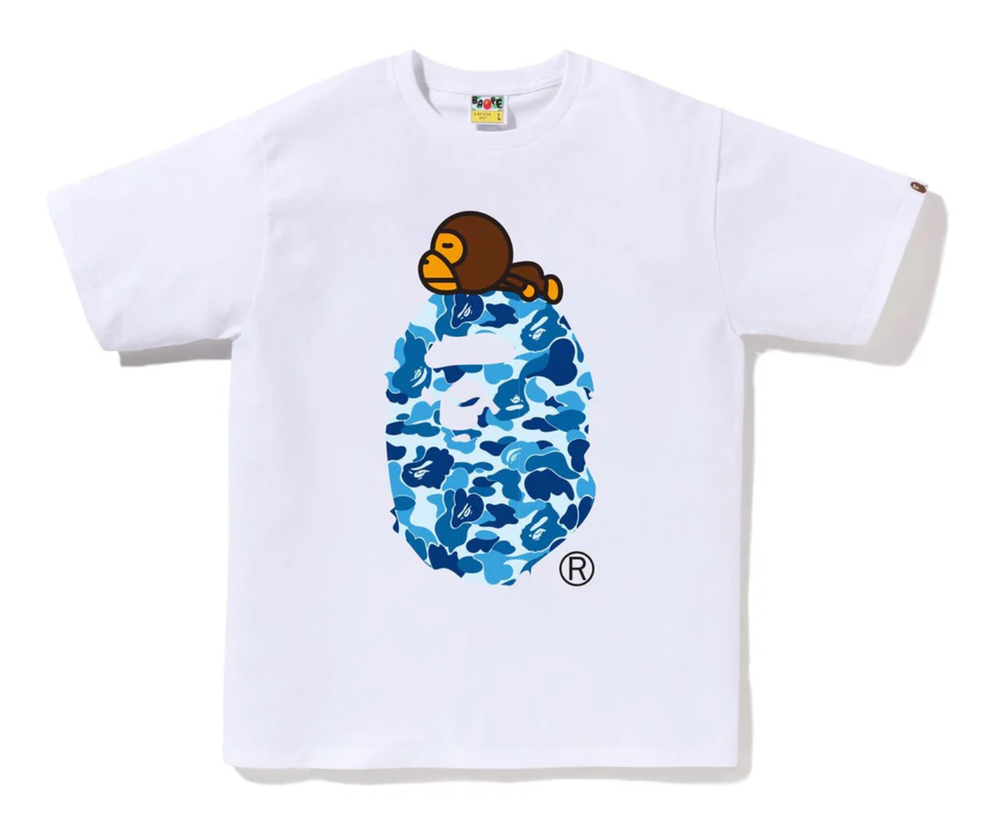 BAPE Abc Camo Milo On Big Ape Tee White/Blue