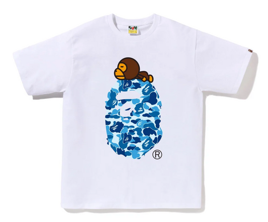 BAPE Abc Camo Milo On Big Ape Tee White/Blue