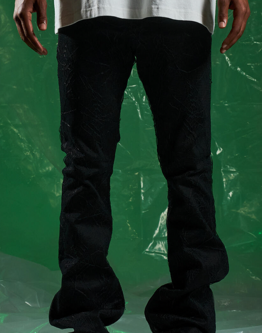 Embellish Spider Flare Black Denim Jeans
