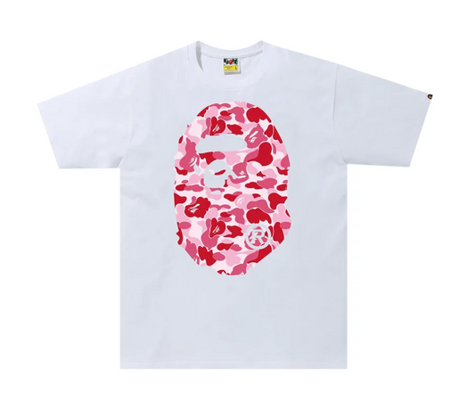 BAPE ABC Camo Big Ape Head Tee 'White/Pink'