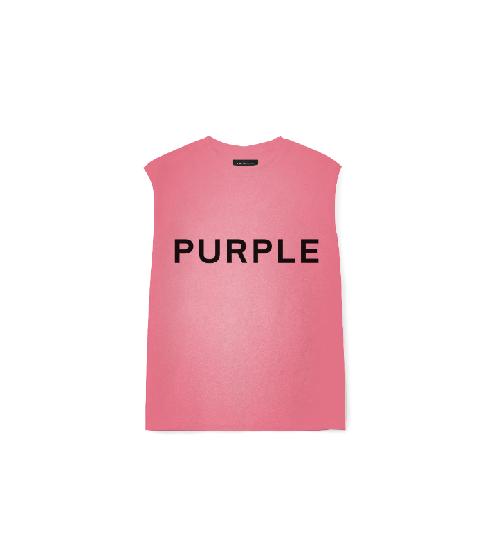 Purple Brand Basic Logo Textured Jersey Sleeveless Tee Pink/White