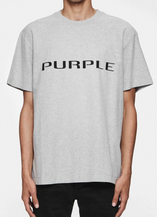 Purple Brand Logo Textured Jersey Ss Tee Heather