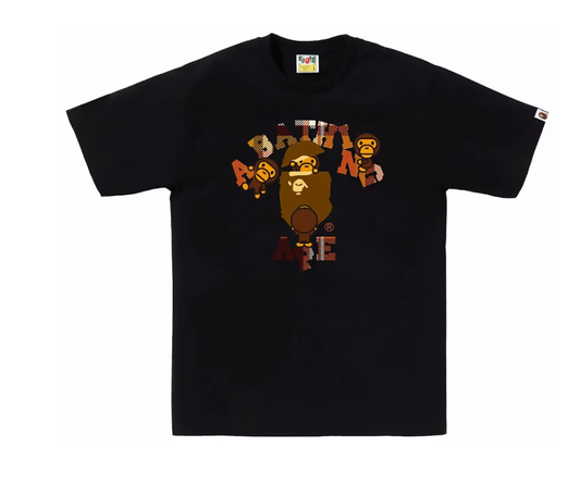 BAPE Check College Milo Tee Black