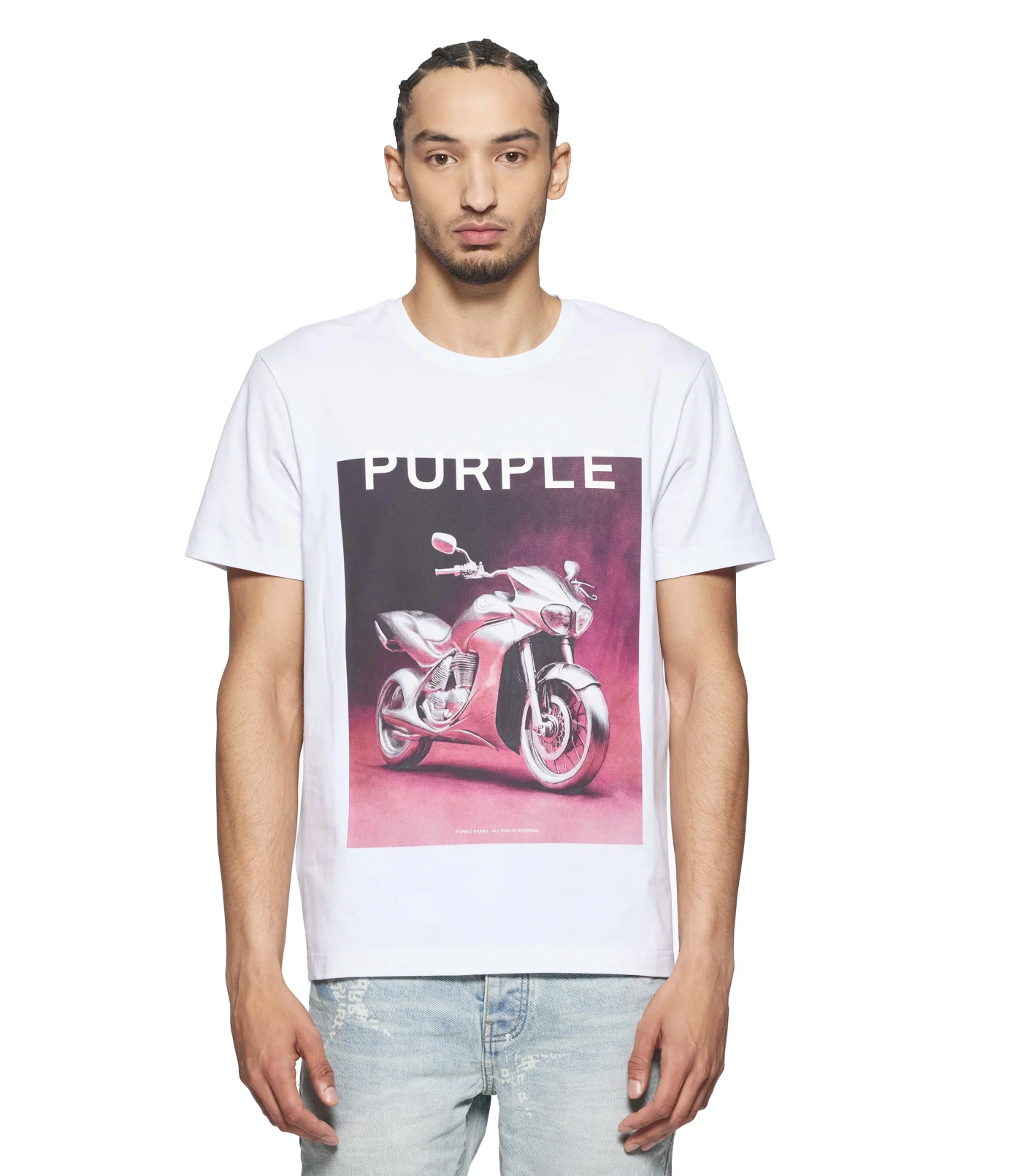 Purple Brand All Chrome Motorcycle Tee White