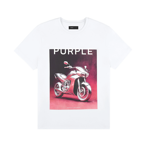 Purple Brand All Chrome Motorcycle Tee White