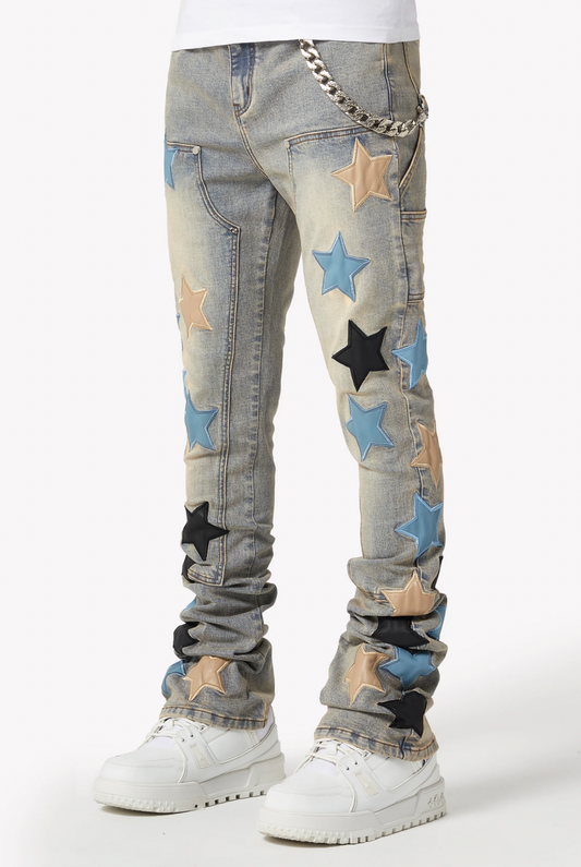 Guapi Powder Blue Vintage Stars Denim
