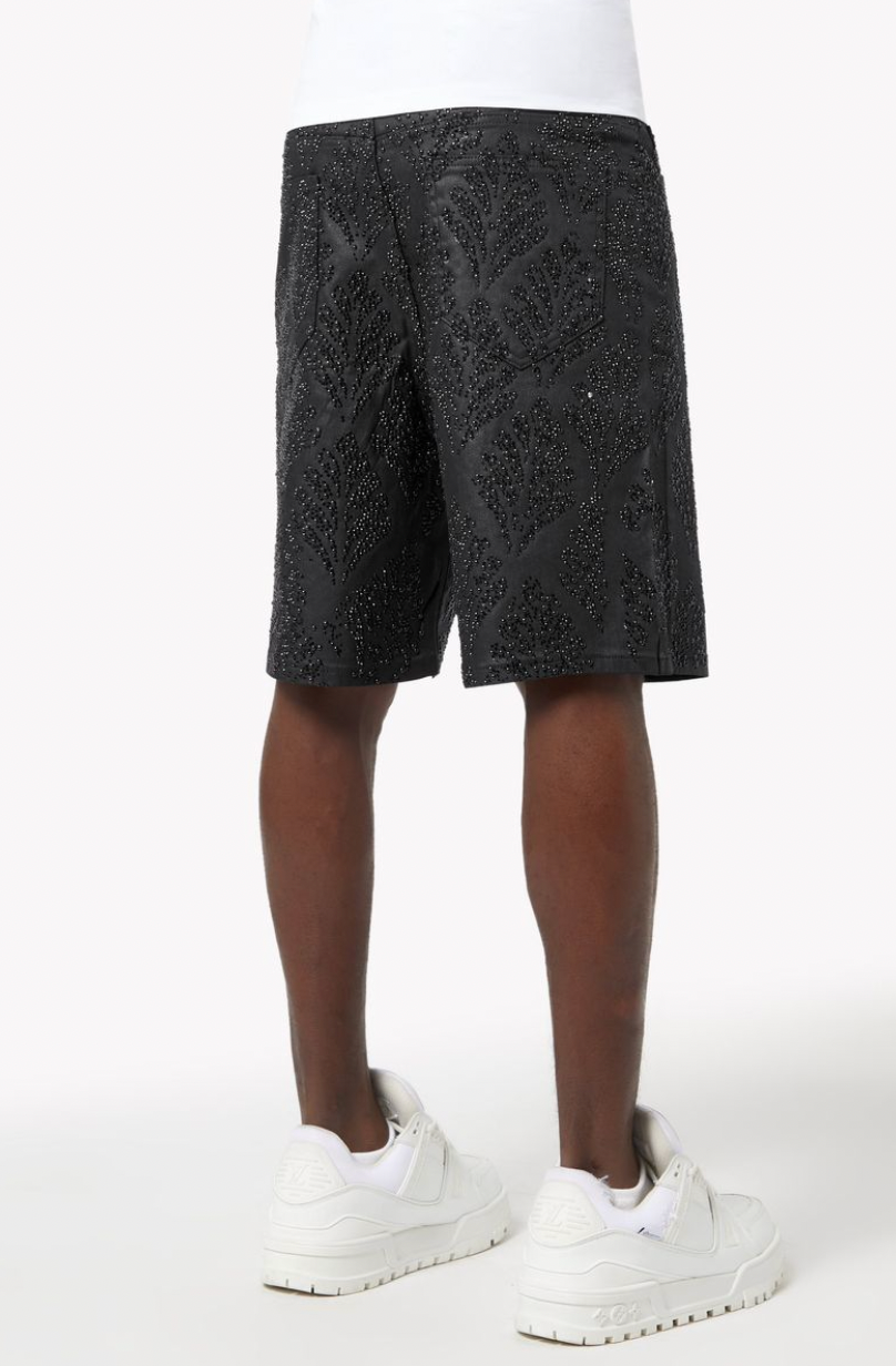 Guapi All Black Embellished Denim Shorts