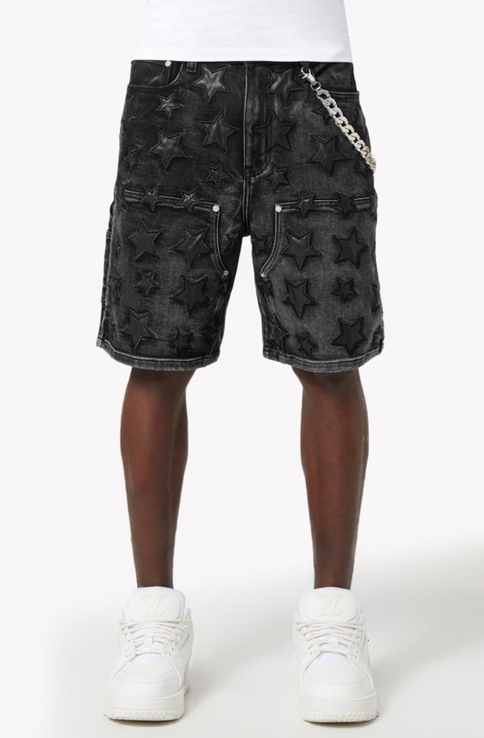 Guapi Obsidian Black Stars Denim Shorts