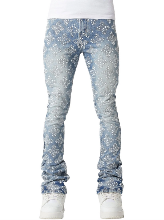 Guapi Aqua Blue Embellished Denim V4