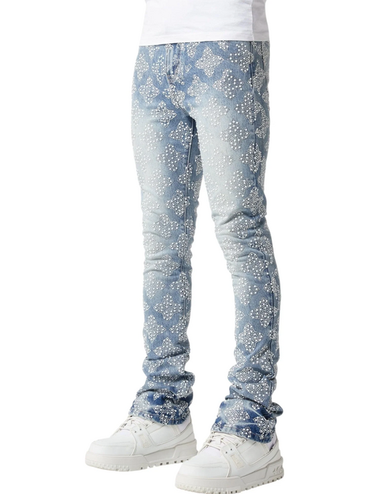 Guapi Aqua Blue Embellished Denim V4