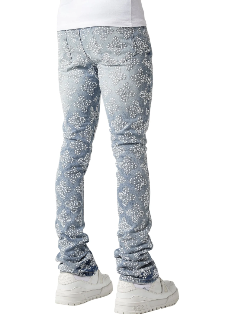 Guapi Aqua Blue Embellished Denim V4