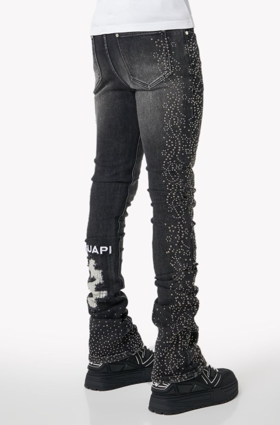 Guapi Iron Grey Rivets Denim Jeans