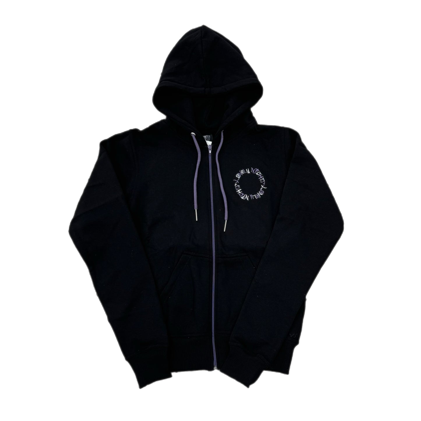 Lonely Nights Circle Logo Wings Zip-Up Hoodie Black/White/Purple