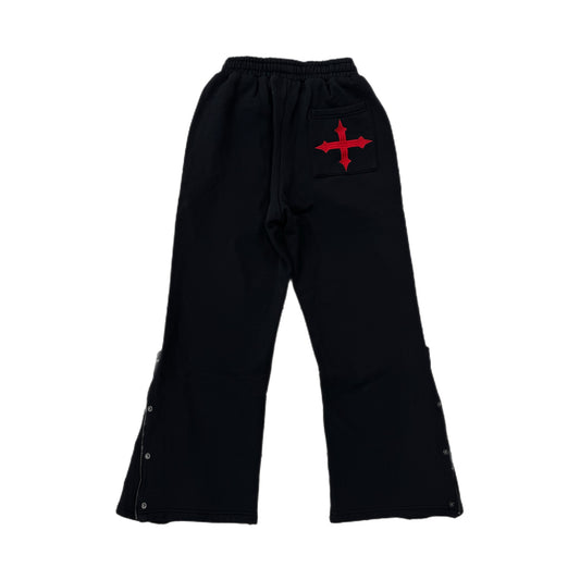 EVOL+VE From Simple To Complex Snap-Up Flare Sweatpants Black/Red