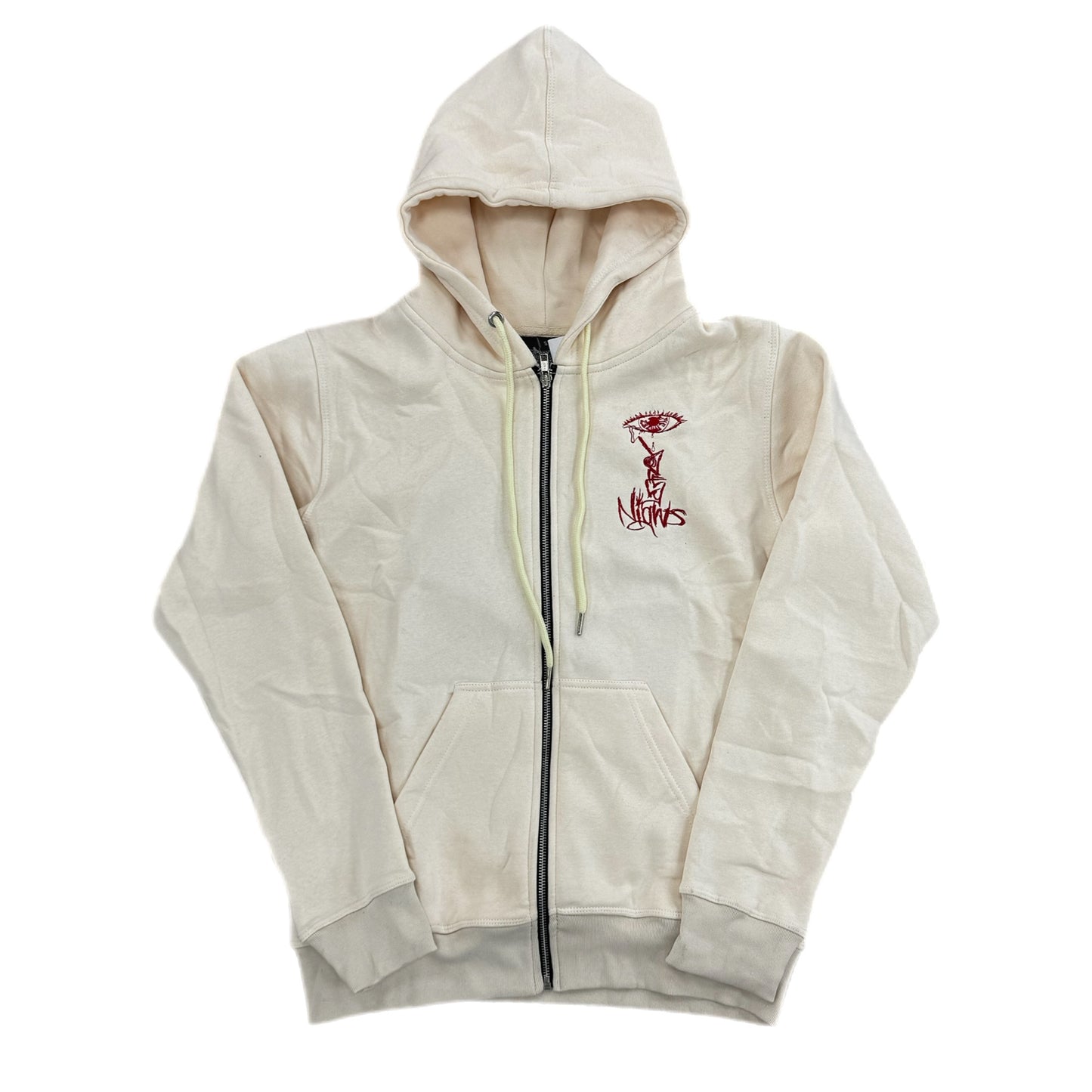 Lonely Nights Teardrop Wings Zip-Up Hoodie Cream/Red