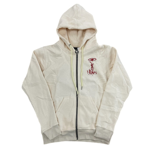 Lonely Nights Teardrop Wings Zip-Up Hoodie Cream/Red
