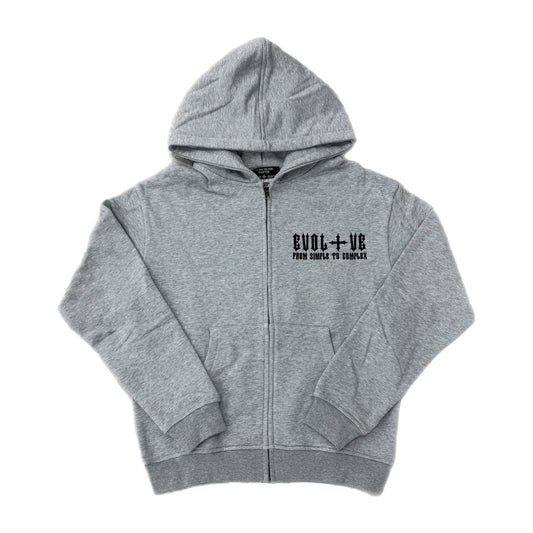 EVOL+VE From Simple To Complex Zip-Up Embroidered Hoodie Grey/Black