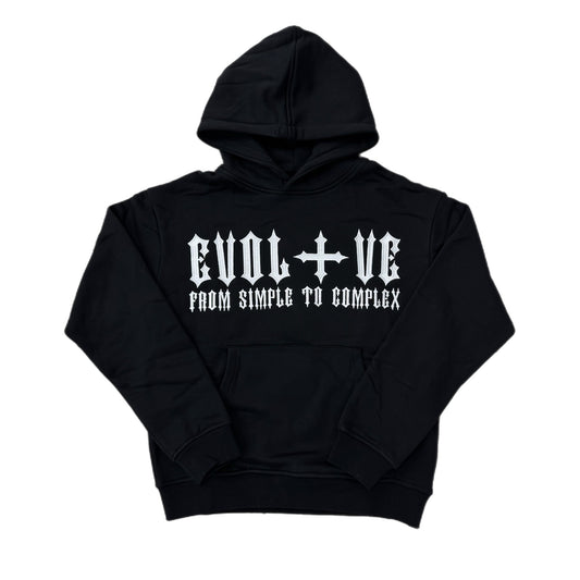 EVOL+VE From Simple To Complex Zip-Up Embroidered Hoodie Black/White
