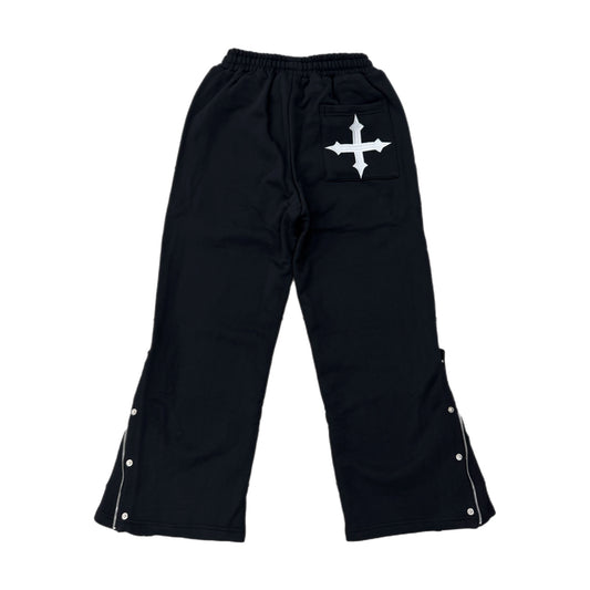 EVOL+VE From Simple To Complex Snap-Up Flare Sweatpants Black/White