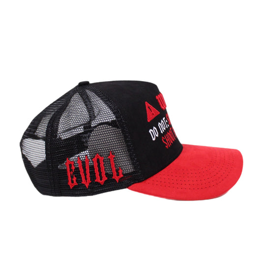 EVOL Sip Lean Trucker Hat Black/Red (Suede Edition)