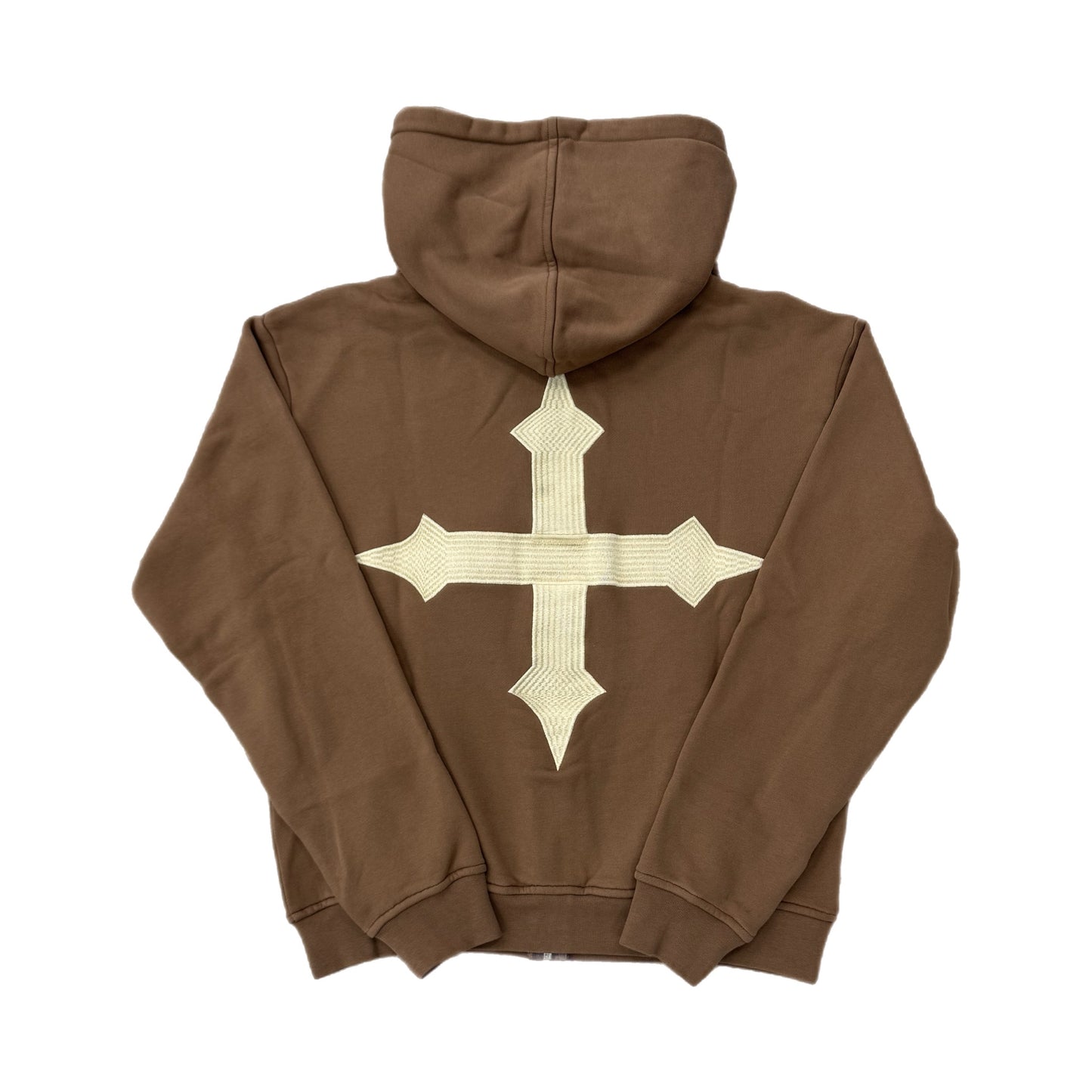 EVOL+VE From Simple To Complex Zip-Up Embroidered Hoodie Brown/Cream