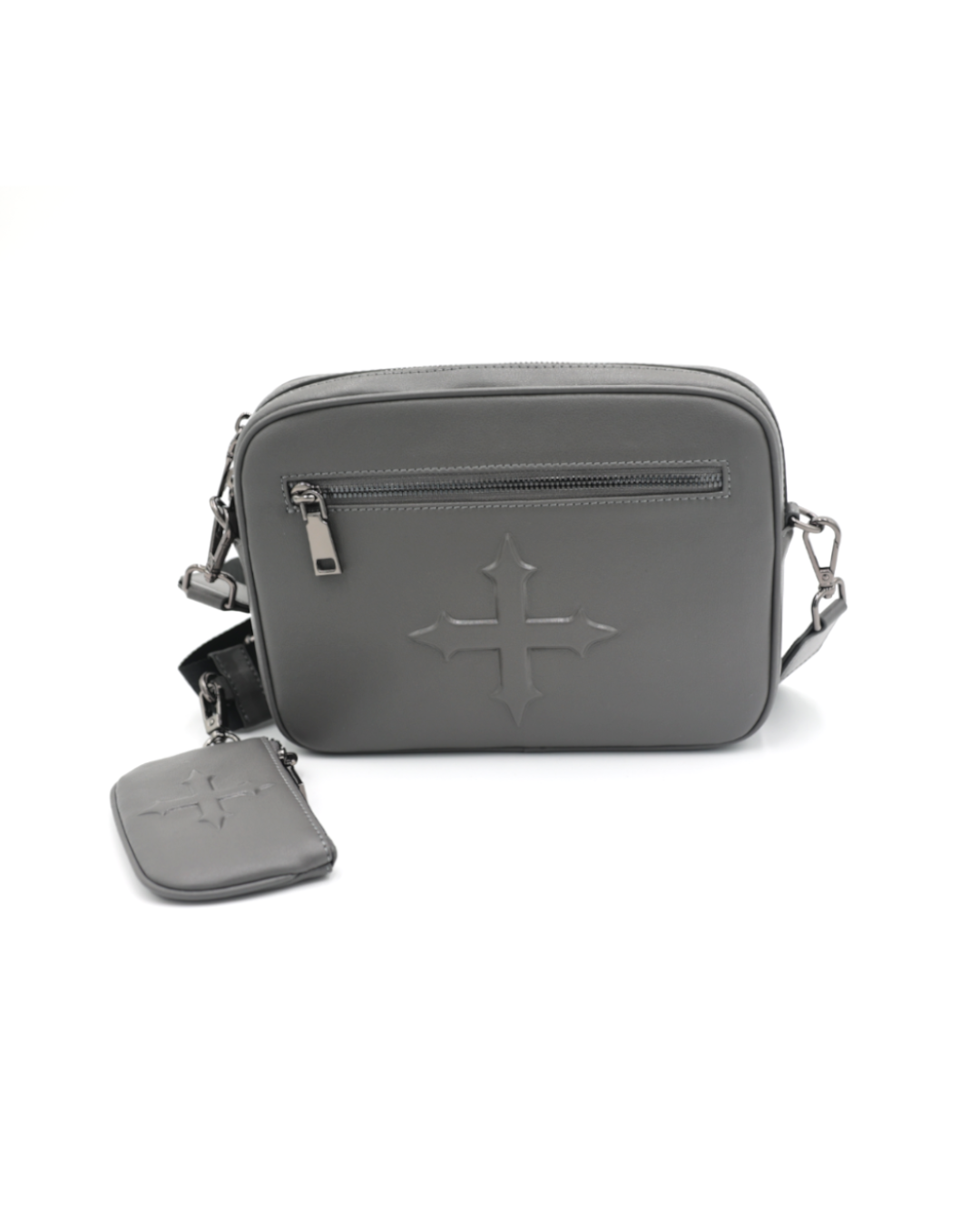 EVOL+VE 'FROM SIMPLE TO COMPLEX' LEATHER SIDE BAG GREY