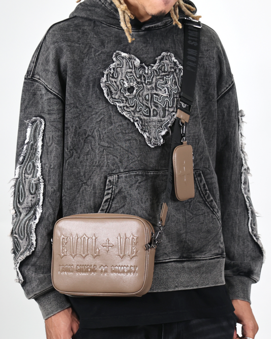 EVOL+VE 'FROM SIMPLE TO COMPLEX' LEATHER SIDE BAG BROWN