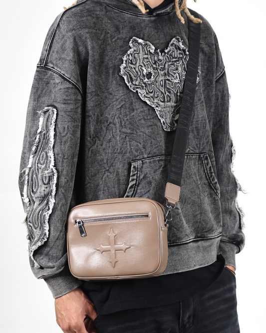 EVOL+VE 'FROM SIMPLE TO COMPLEX' LEATHER SIDE BAG BROWN