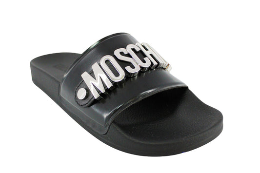 Moschino Black & Silver Slides