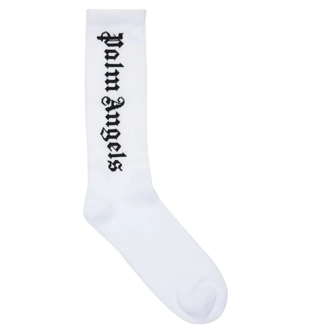 PALM ANGELS White Vertical Logo Socks