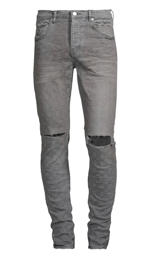Purple Brand Washed Grey Jacquard Jeans
