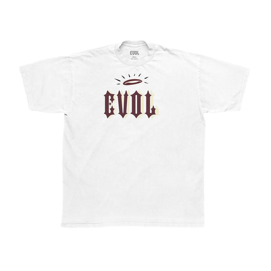 EVOL Halo Over Skull Tee White/Cream/Maroon