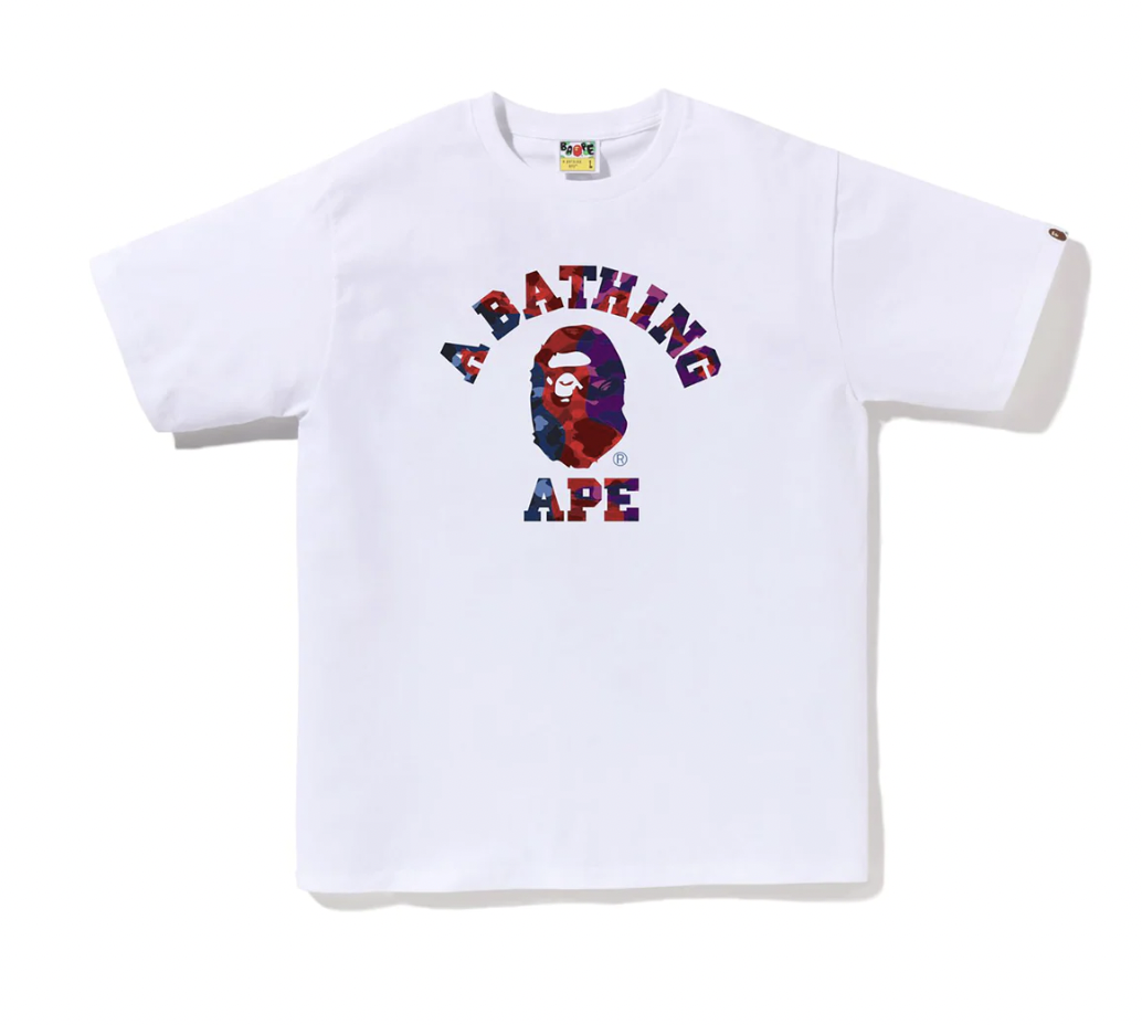 Bape Color Camo Crazy College Tee White