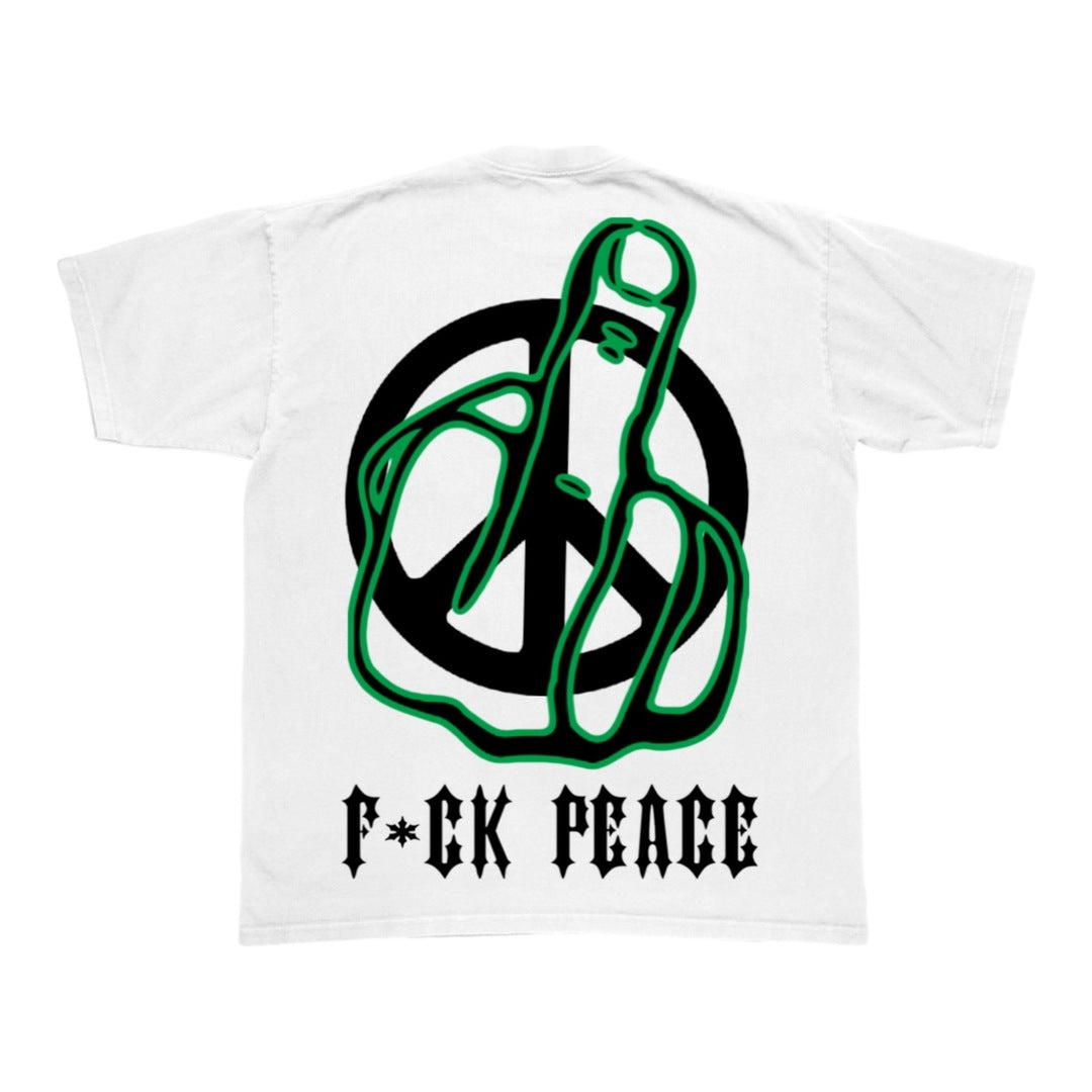 EVOL F*CK PEACE FLOWER TEE WHITE AND GREEN