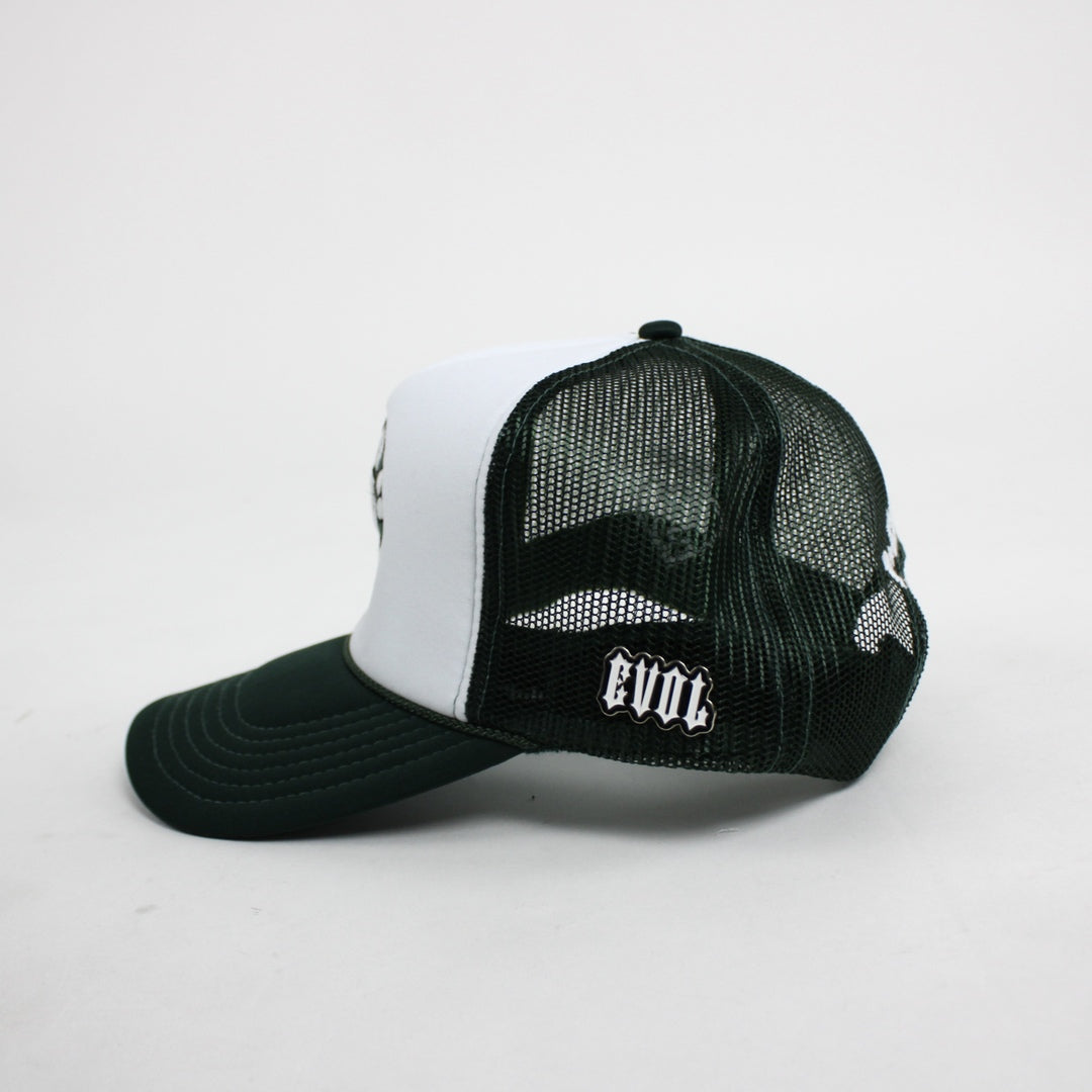 EVOL FLOWER TRUCKER HAT GREEN/WHITE