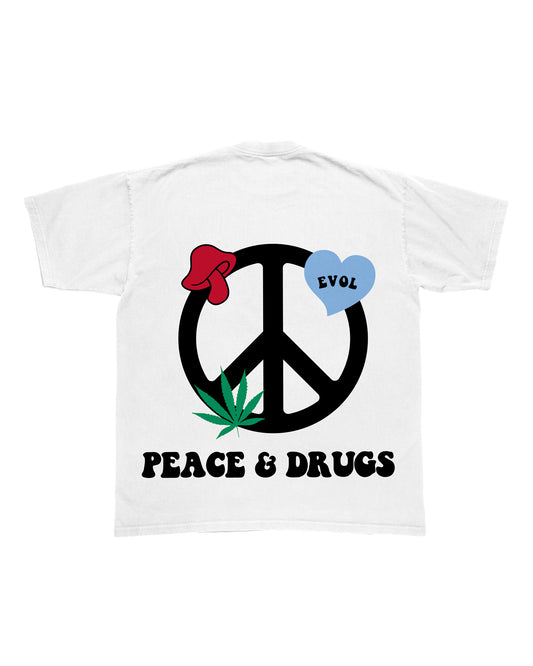 EVOL Peace Shirt White And Baby Blue