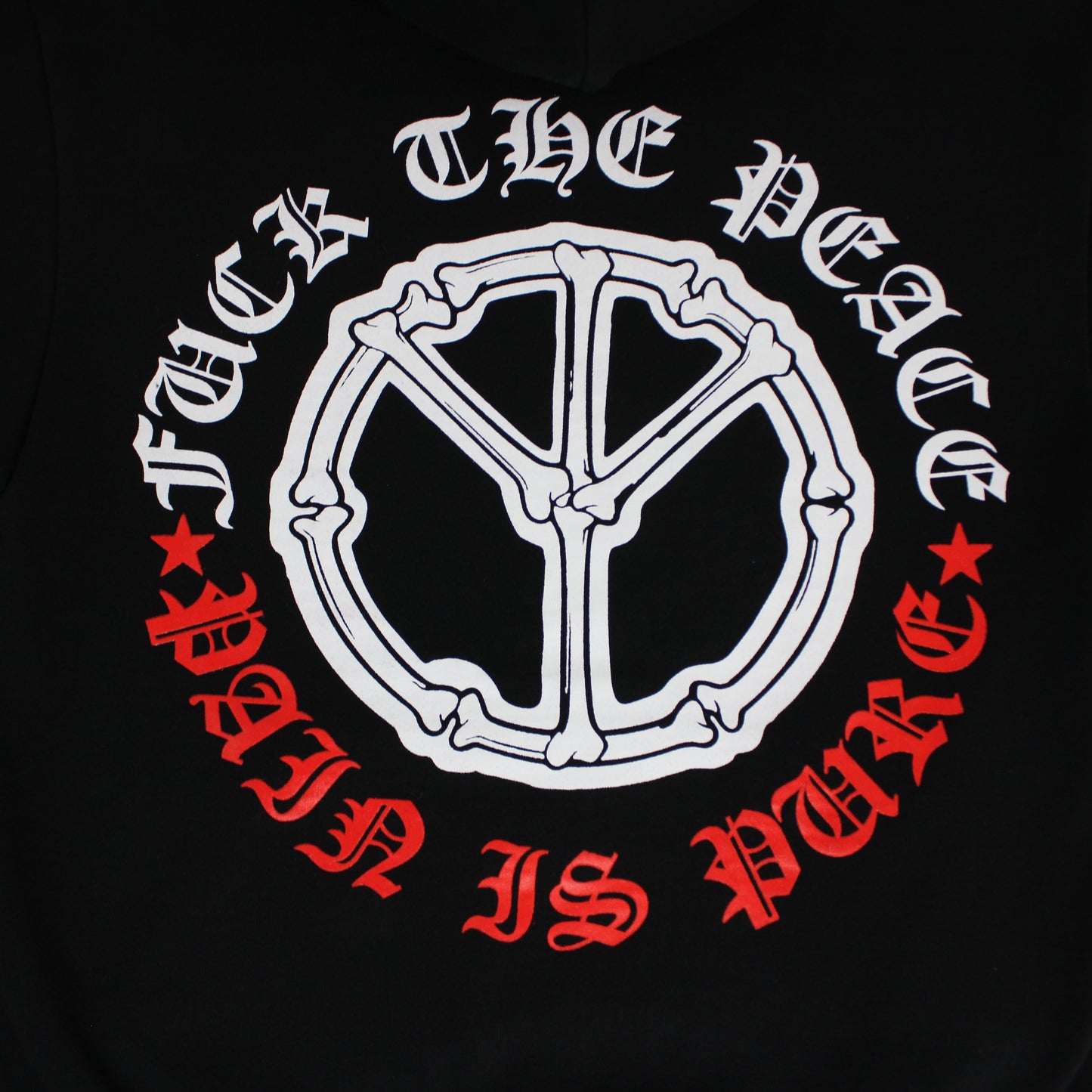 Pain is Pure F*ck The Peace Upside Down Logo Hoodie Black/Red